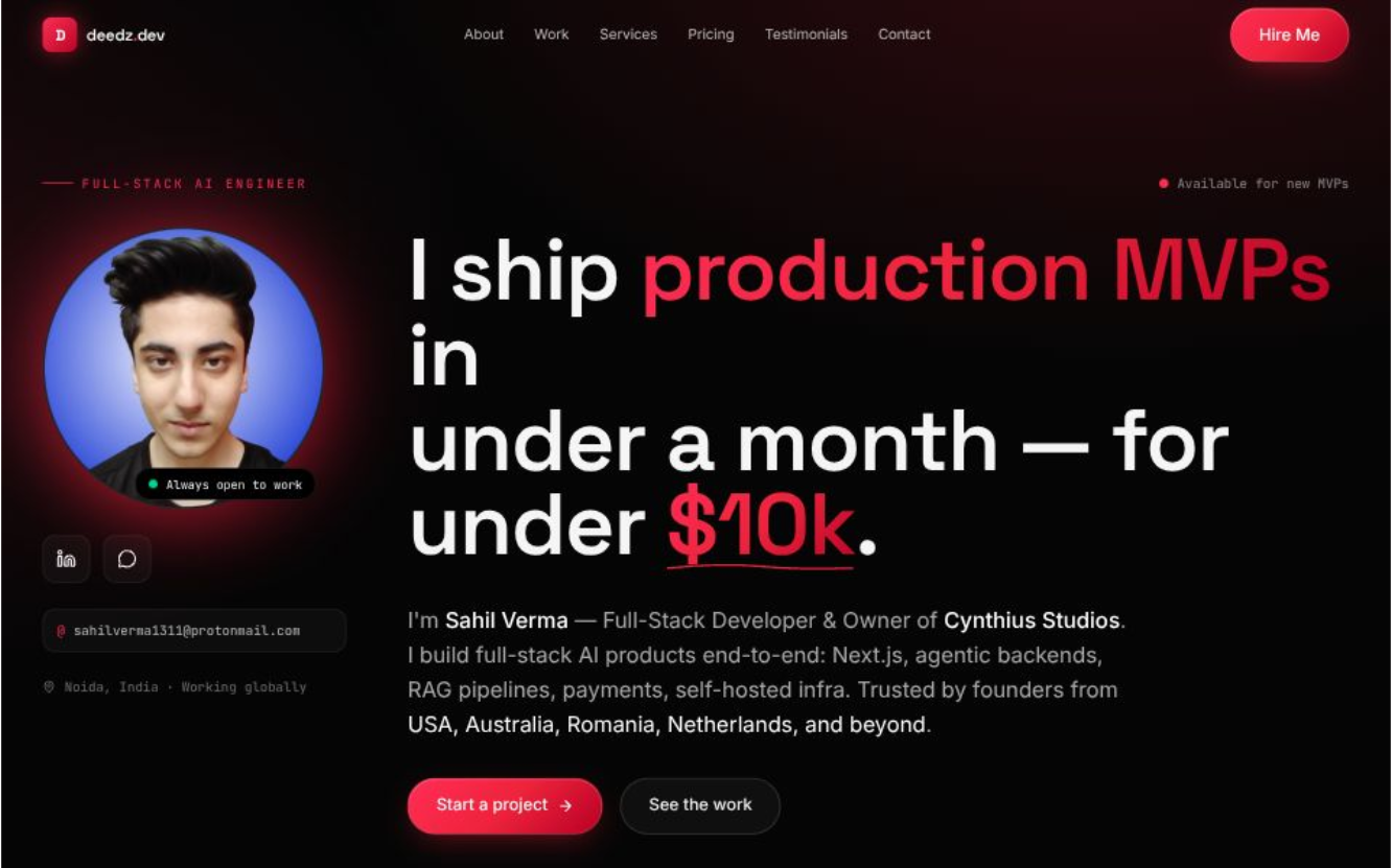 Sahil Verma — Full Stack AI Engineer | Deedz.dev